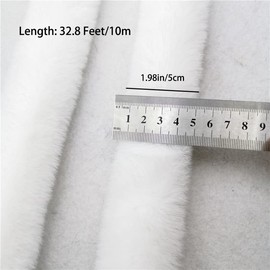 White Faux Fur Trim Ribbon - 32.8 Feet x 1.97 Inch, Artificial Craft Fur Trim for Christmas Tree, Wreath Bows & Party Supplies