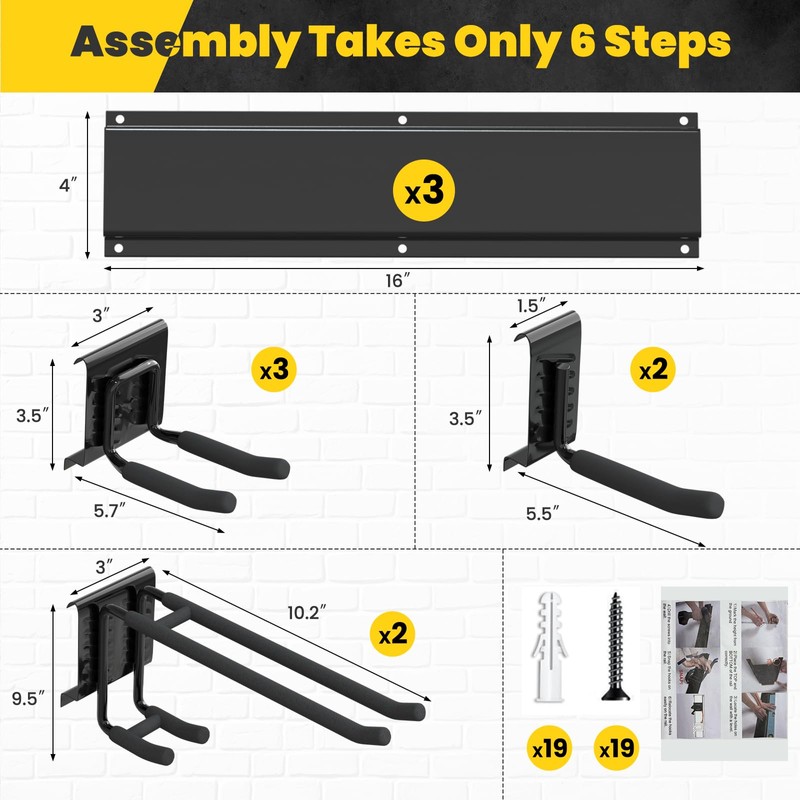 WXCOPON Garage Wall Organizers, 48'' Yard Tool Organizer Wall Mount