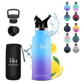 Eliciya Stainless Steel Water Bottle, 16.9 fl oz (500 ml), Insulated, Leak Proof, Easy to Wash, Powder Coating, Anti-Slip, Direct Drinking Water Bottle, Wide Mouth Design, Cold Retention, Lightweight