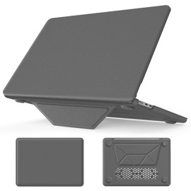 Batianda Premium PU Leather Case for New MacBook Air 13 inch 2025 M4 2024 2022 Model A3240/A3113/A2681 Elegant Protective Cover with Foldable Stand, Full Protection and Anti-Slip Pads, Grey