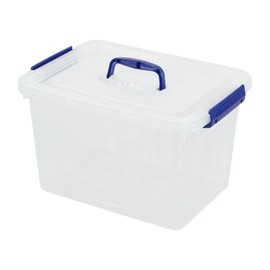 Guankan 12 Liter Lidded Storage Bin with Handle, Latching Storage Box, Plastic Clear Tote Bin Set of 1