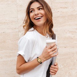 Avaner Women's Leather Square Watches: Slim Strap Small Face Analog Quartz Ladies Elegant Wrist Watch