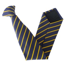 Great British Tie Club Clip On School Ties (21 Single Striped Variations) (17 inch clip on (High School), Navy & Gold)