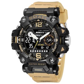 SMAEL Men's Military Watch Outdoor LED Digital Watch Waterproof Tactical Army Wrist Sports Watches for Men 8072, Khaki-8072, Sport