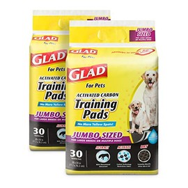 Glad for Pets Jumbo-Size Charcoal Puppy Pads | Black Training Pads That Absorb & Neutralize Urine Instantly | New & Improved Quality Puppy Pee Pads, 60 Count