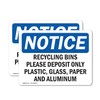 (2 Pack) Recycling Bins Please Deposit Only Plastic OSHA Notice