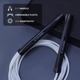 Jump Ropes for Men Women Kid, 5mm PVC Jumprope With Shatterproof Handles, 2 Ropes, Hererope Adjustable Skipping Rope Design for Speed, Boxing, Cardio and Endurance Training, Workout