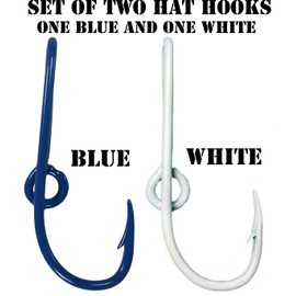 Eagle Claw Hat Fish Hook Set of Two Hat Hooks One Blue Hat Pin and One White Hat Clip