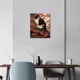 TISHIRON Calico Cat Paint by Number, Paint by Numbers, Adult Paint by Number Kits on Canvas, Japanese Style Color by Number Painting by Numbers,DIY Number Painting Canvas Arts for Adults, 40X50cm
