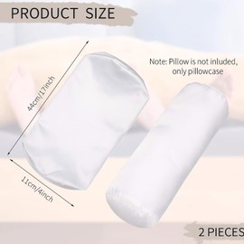 Tatuo 2 Pieces White Cervical Round Pillow Cover for Neck Roll Pillow Cervical Neck Roll Memory Cylinder Round Cushion(Artificial Silk,17 x 4 Inch)