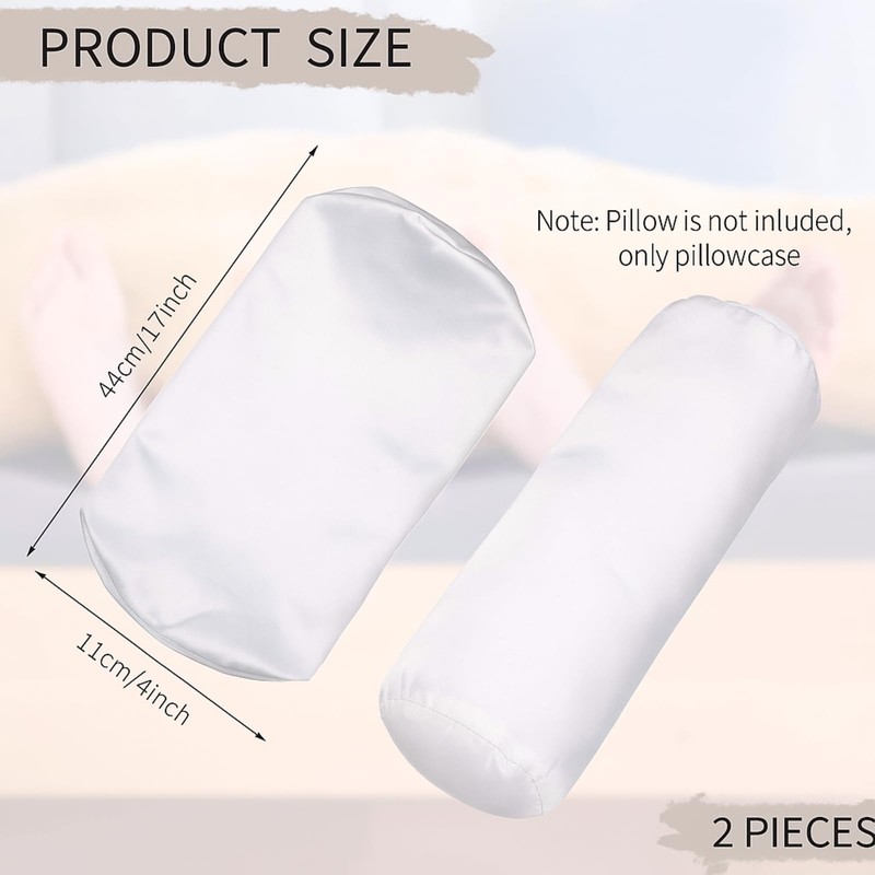 Tatuo 2 Pieces White Cervical Round Pillow Cover for Neck