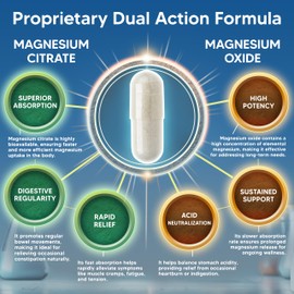 aSquared Nutrition Proprietary Magnesium 500mg – High Absorption Magnesium Citrate & Oxide – 180 Veggie Capsules, 180 Day Supply – USA Formulated & Third-Party Tested