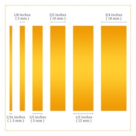 PETDCHEB 6 Rolls Fine Line Tape 1/16, 1/8, 1/5, 2/5, 1/2, 3/4 Inch x 55 Yard Fineline Masking Tape Painter Adhesive Automotive for DIY Car Auto Paint (Yellow, Mixed Sizes)