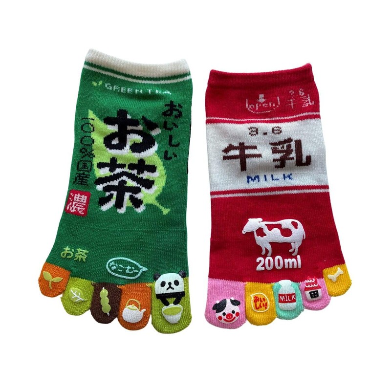 [Mode Select] Women's 5 Toe Socks, Characters, 2 Pairs Set,