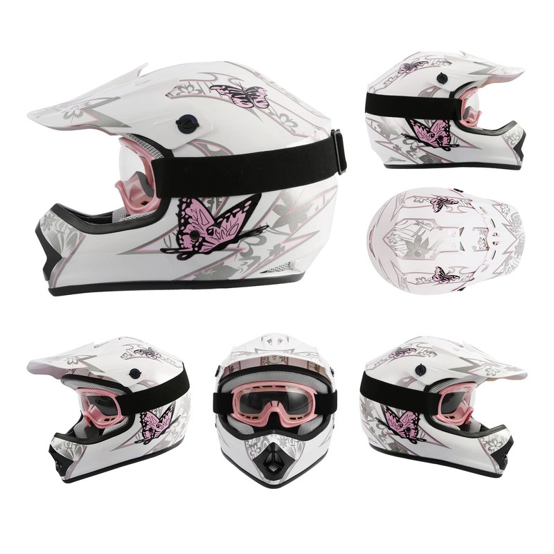 TCMT Youth Pink Butterfly Dirt Bike ATV Helmet Motocross with