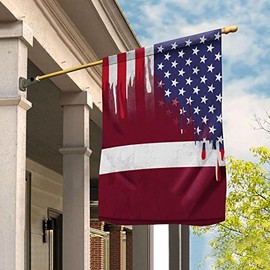 PERFECTMEN Flags Latvian American Flag Friendship USA Latvia Root House Flag (29.5" x 39.5")-USA Flags Premium Polyester-Decorative Indoor Outdoor Flag