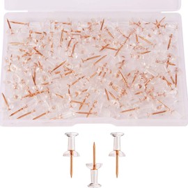 100 Pcs Plastic Heads Steel Tips Thumb Nails for Map Drawing Cork Notice Board Clear