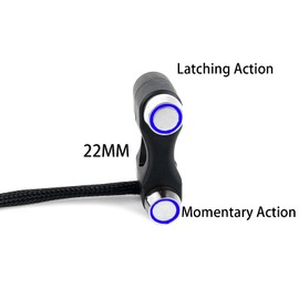 RAYANA 7/8" Motorcycle Handlebar Control 2 Push Button Switch for Horn Start Kill Headlight ON Off Handle Bar Switch Dirt Bike ebike Scooter (Blue-Latching Momentary Button Switch) 22mm