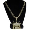 Crown King Hip Hop Pendant Chain Blinged Out Charm Gold