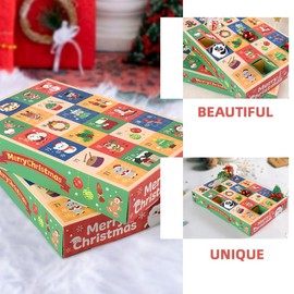 Cabilock Christmas Countdown Advent Calendar Boxes 10pcs 24gird Empty Advent Calendars to Fill Diy Paper Boxes Surprises For Christmas Holiday Packing