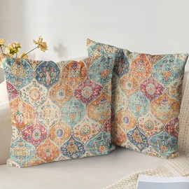 XPHZZL Pack of 2 Short Plush Soft Decorative Cushion Covers 50 x 50 cm Square Throw Pillow Case Boho Style Pillowcases for Sofa Bedroom Outdoor Patio Garden with Invisible Zipper 20x20 Inch