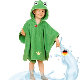 Smithy Children's Bath Poncho I Baby Girls Boys I Terry Cotton I Hood with Ears, Green