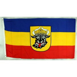 Buddel-Bini Flag approx. 90 x 150 cm: Mecklenburg Ochsenkopf Mecklenburger