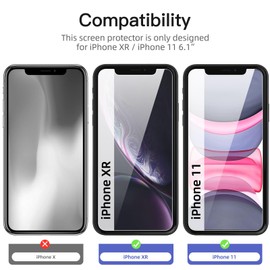 NEW'C 3 Pack Privacy for iPhone 11, iPhone XR Screen Protector, Enhanced 28-Degree Privacy Angle, Ultra Durable 9H Hardness, Bubble-Free