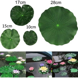 Sluswallow 2Pcs 28cm Lily Pads for Ponds, Artificial Floating Lotus Leaves Fake Foliage Plant Garden Pond Pool Decor Artificial Plants and Flowers