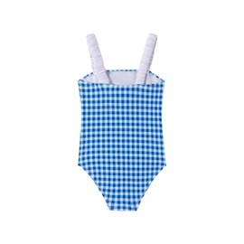 LIZENS Girls One Piece Swimsuits Cute Girls Swimwear Vintage Style(BDG4202,10-12T) Blue