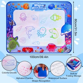 Water Painting Mat for Children - Aqua Water Doodle Baby 1 Year, Aquadoodle from 1 Year, Children's Toy from 1 2 3 Years, Painting Mat with Water Pen for Creative Painting and Fun
