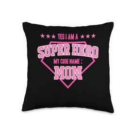 Yes I'm A Superhero Codename Mom Grandma Mother's Day Throw Pillow, 16x16, Multicolor