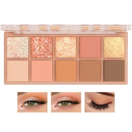 LZYLLS 10 Shades Nude Matte Eyeshadow Palette,Shimmer Naked Eyeshadow Palette,Eye Shadow Palette Natural Flash Waterproof Smoked Professional Makeup Palette With Brush 01