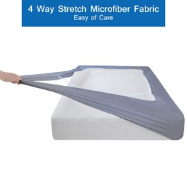 Box Spring Cover King Size Bed Skirts Wrap 4 Side of The Mattress, Stretch & Snug Fit, Ultra Soft, Wrinkle Free, Replacing Bed Skirt for Hotel and Home, Grey