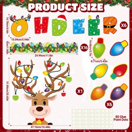 Faccito 55 Pcs Christmas Bulletin Board Decoration Christmas Reindeer Bulb Classroom Bulletin Board Cutouts Sets for Xmas Party Supplies Toddler Kids Students Classroom School Winter Holiday Decors