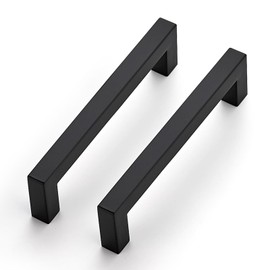 Ravinte 5 Pack Kitchen Door Handles Black Handles for Cupboards 128mm Cupboard Pulls Kitchen Cabinet Pulls Square Bar Wardrobe Hardware Cabinet Door Hardware