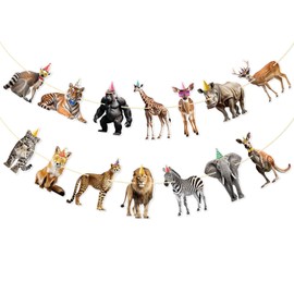 Firefairy Safari Animal Banner, Pre-strung Party Animal Garland, Safari Birthday Decorations, Jungle Birthday Party Decor, Party Animal Birthday Decor, Animal Birthday Party Decorations