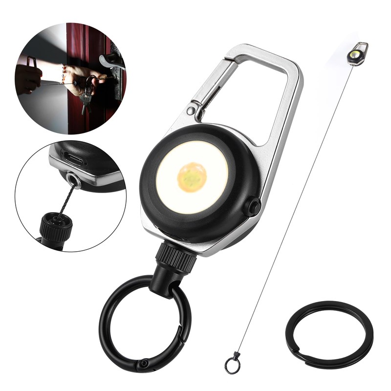 Retractable Keychain Condenser Flashlight 300 Lumens Rechargeable 4 Working modes