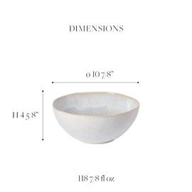 Casafina Ceramic Stoneware 11" x 4.5", 119 oz Serving Bowl - Eivissa Collection, Sand Beige | Microwave & Dishwasher Safe Dinnerware | Food Safe Glazing | Restaurant Quality Serveware