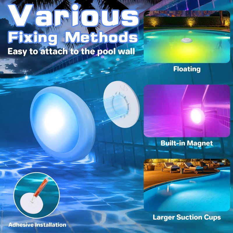 Askyli Pool Lights for Above Ground Pools, Upgraded Rechargeable Dynamic
