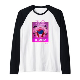 South Korea K-Pop Music Retro Vintage 80's Vaporwave Raglan Baseball Tee