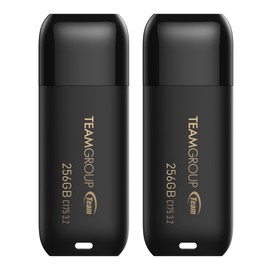 TEAMGROUP C175 256GB 2 Pack USB 3.2 Gen 1 (USB 3.1/3.0) Read 100MB/s Flash Thumb Drive, External Data Storage Memory Stick Compatible with Computer/Laptop Matte Black TC1753256GB22