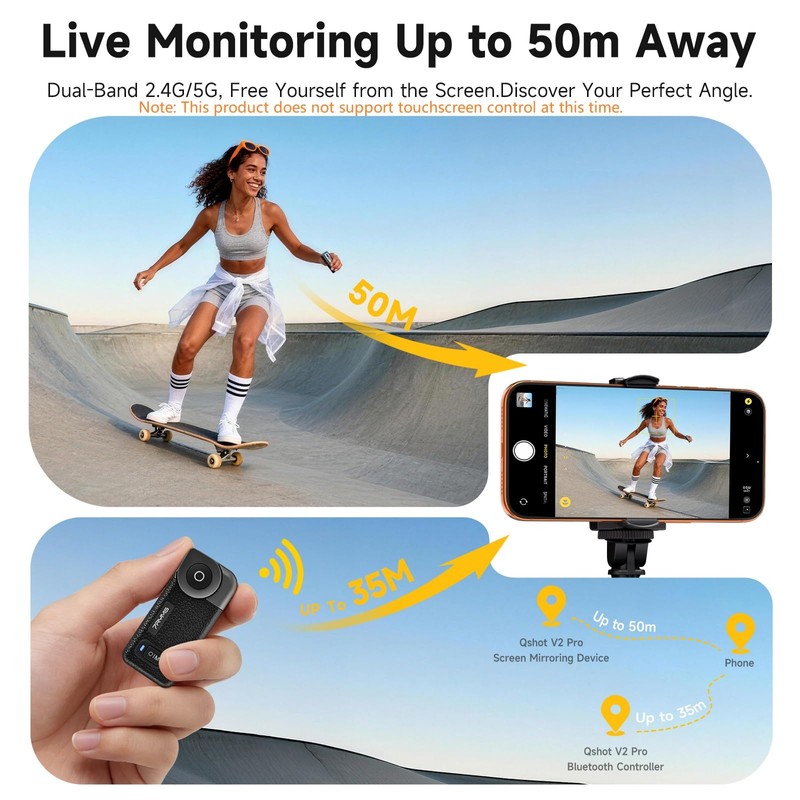 7RYMS Qshot V2 PRO Wireless Selfie Monitor Screen with 4K/60fps,