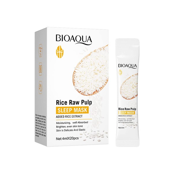 Pack of 20 Rice Raw Material Sleeping Mask Washable Sleeping Mask Rice Mask for Face Moisturising Anti-Ageing Improves Skin Dullness for Shiny, Radiant Skin