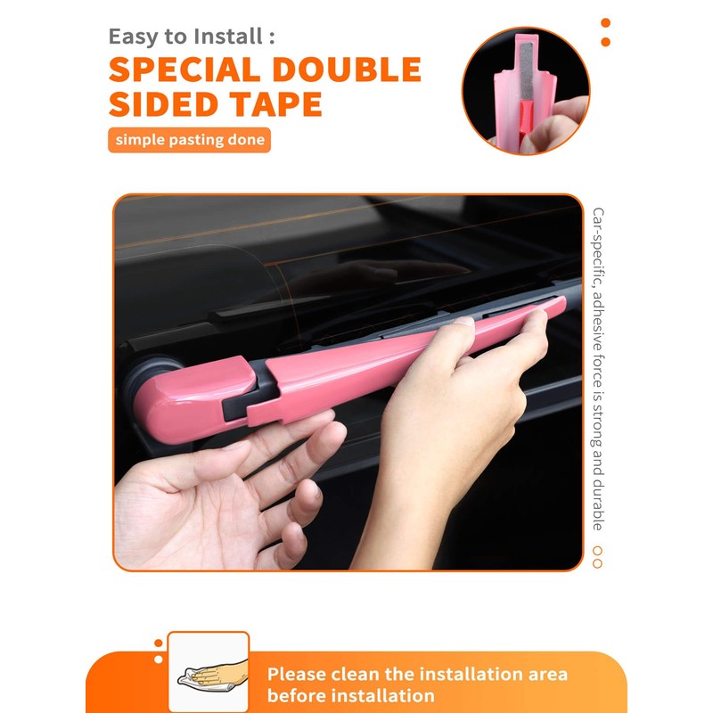 Savadicar 3-Piece Pink Windshield & Rear Wiper Trim Set for