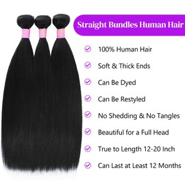 Human Hair Bundles Straight 18 20 22 Inch 3 Bundles Human Hair 100% Unprocessed 12a human hair bundles Hair Bundles Weave Straight Human Hair Extensions