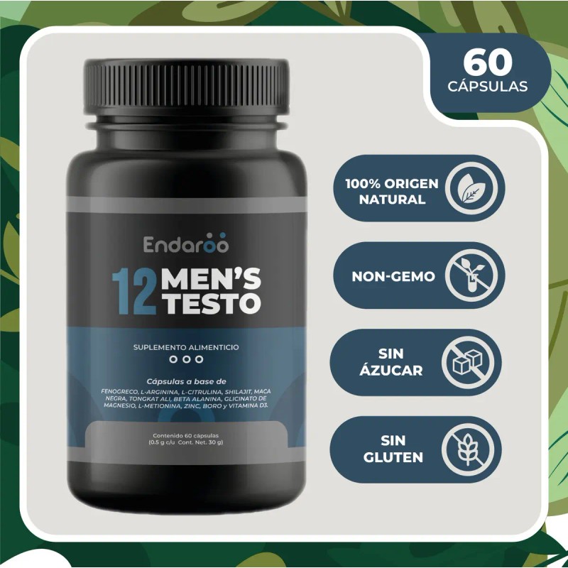 Suplemento Testosterona Hombre Endaroo Ingredientes Activos Cápsulas