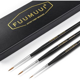 Kolinsky Sable Miniature Paint Brushes, 3pcs Professional Detail Fine Paint Brushes for Art Painting, Citadel, Vallejo, DND, Models - Sable Brushes for Watercolour, Gouache, Size #5/0, #2/0, #0