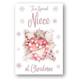 Second Ave Niece Christmas Pink Heart Xmas Holiday Festive Greetings Card