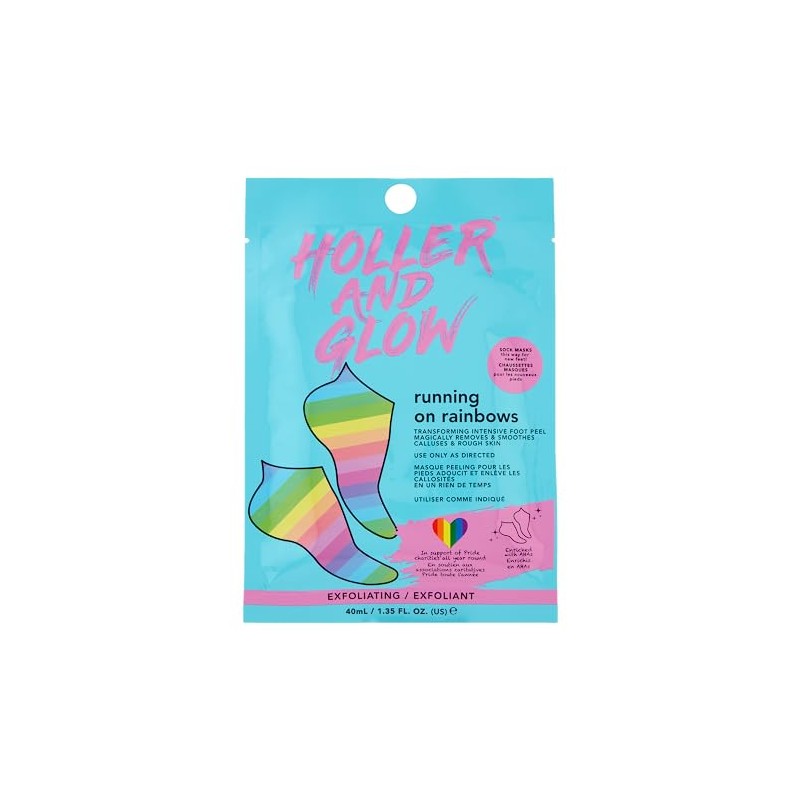 Holler and Glow Running On Rainbows, Exfoliating Printed Foot Masks